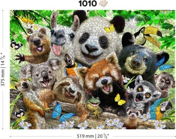 Деревянный пазл с фигурками - Happy Selfie Teddy Bears, размер XL, 1010 деталей