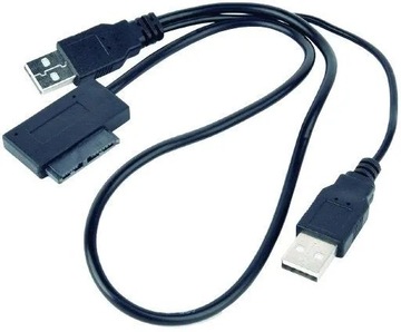 Переходник USB на Slim SATA 13pin (SSD/DVD от ноутбука) + Блок питания