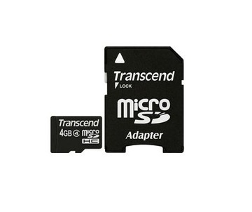 TRANSCEND 4 ГБ micro SD microSD SDHC Class 4 +a SD