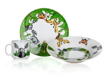 Zestaw obiadowy dla dzieci porcelana SAFARI zestaw