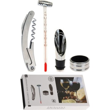 Набор винных аксессуаров Koopman, нержавеющая сталь, серебристый/черный