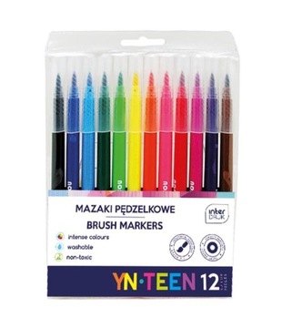 MAZAKI PĘDZELKOWE 12 KOLORÓW YN TEEN, INTERDRUK