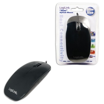 Płaska mysz optyczna USB, czarna ID0063