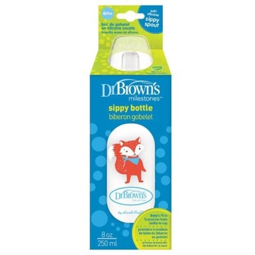 Dr Brown's Butelka Standard z silikonowym ustnikiem niekapkiem 250ml Lis