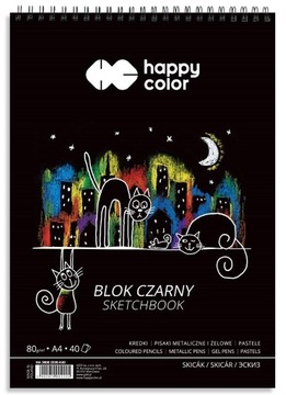 Blok czarny na spirali A4 Happy color