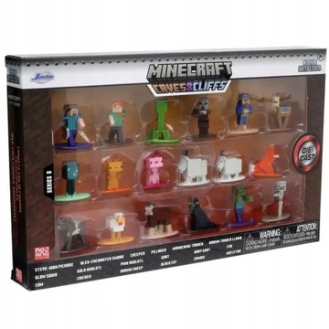 JADA Minecraft metalowe nanofigurki 18-pack, wersja 8 CAVES&CLIFFS