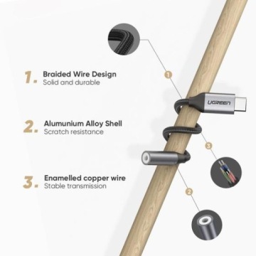 Аудиоадаптер UGREEN USB Type-C mini jack 3,5 мм