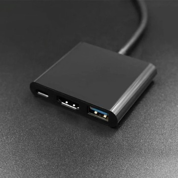 Адаптер-концентратор Qoltec USB-C 3.1 3 в 1 / USB 3.0 / HDMI 4K / USB-C 3.1 PD 100 Вт