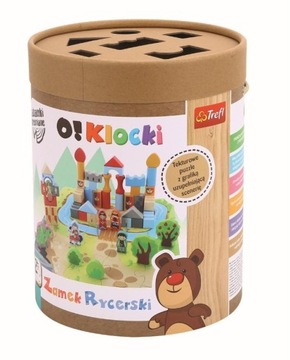 Klocki Drewniane Zamek Rycerski + mata puzzle i figurki 2+ O!Klocki Trefl