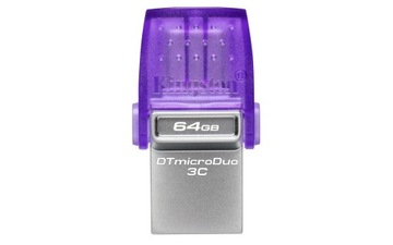 Флеш-накопитель Kingston DataTraveler microDuo 3C, 64 ГБ, 200 МБ/с, двойной USB-A + USB-C