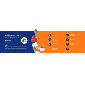 Quokka Ice Kids с ремешком - Бутылка для воды из тритана 430 мл с ремешком (Би