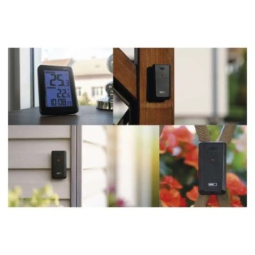 Цифровой, разборчивый, беспроводной черный термометр до 50 м с часами и датой EMOS