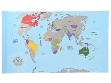 Скретч-карта мира - АНГЛИЙСКАЯ ВЕРСИЯ Карта-постер без рамки 88 х 52 см