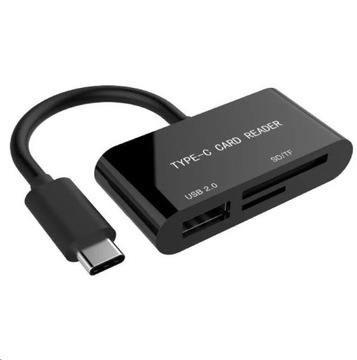 Комбинированный картридер USB Type-C SDXC Gembird Kompakter, черный UHB-CR3-02