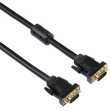 Kabel VGA, pozłacany, rdzeń ferrytowy, czarny, 1,80 m