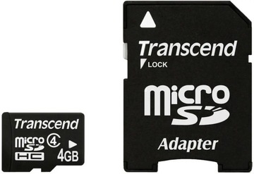 TRANSCEND 4 ГБ micro SD microSD SDHC Class 4 +a SD