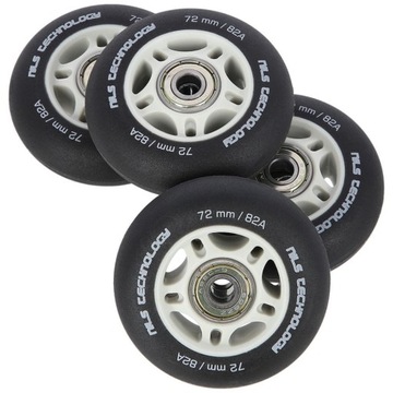 Комплект колес для роликовых коньков NILS 72мм + подшипники ABEC-9, чёрный матовый