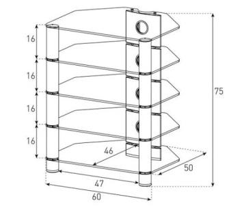 RTV ШКАФ AV RACK ДЛЯ ПРОИГРЫВАТЕЛЯ SONOROUS RX2150 ЧЕРНЫЙ / СЕРЕБРИСТЫЙ