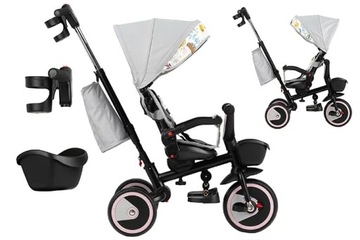 Трехколесный велосипед 5-в-1 — MoMi INVIDIA ТЕМНО-СИНИЙ — ВРАЩАЮЩАЯСЯ НА 360° КОРЗИНА