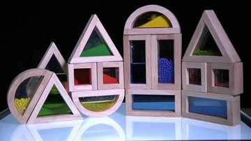 Красочные деревянные сенсорные блоки с окошками, 16 элементов - для детей