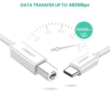 USB-C — USB-B, кабель принтера 480 Мбит/с, 2 м, черный