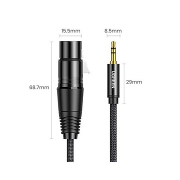ЗЕЛЕНЫЙ КАБЕЛЬ АУДИОКАБЕЛЬ МИНИ-ДЖЕК 3,5 ММ / XLR 2 м