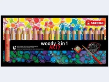 Мелки Stabilo Woody 3в1 Arty 18шт + точилка