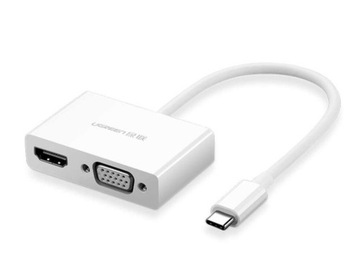 Переходник USB-C на HDMI + VGA UGREEN MM123 (белый)