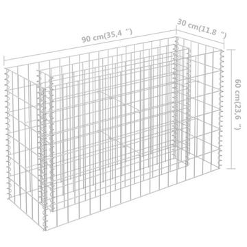 vidaXL Приподнятое габионовое кашпо, оцинкованная сталь, 90x30x60 см