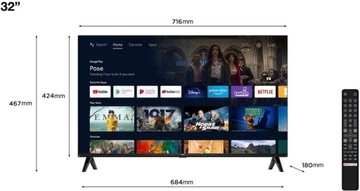 TCL 32-дюймовый телевизор 32S5400A БЕЗРАМНЫЙ LED-телевизор с ОС Android HD Ready