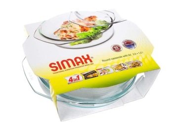 SIMAX КРУГЛЫЙ СТЕКЛЯННЫЙ КАСТРОУСТОЙЧИВЫЙ СОсуд С КРЫШКОЙ 3,7 Л (2,5+1,2)