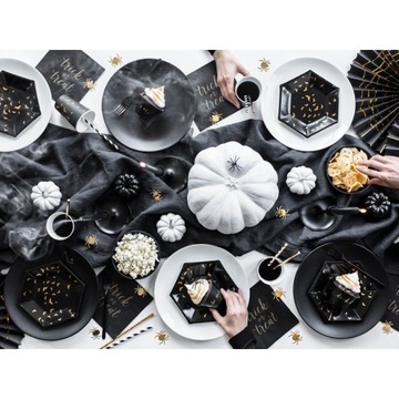 TALERZYKI PAPIEROWE NIETOPERZE CZARNE 20cm 6szt