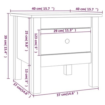 VidaXL Приставной столик, белый, 40x40x39 см, массив дерева