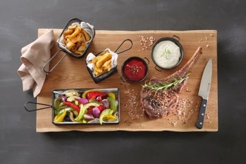 Koszyk do serwowania smażonych przekąsek frytek z uchwytem czarny 255x153x4