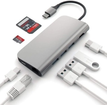 Satechi ST-TCMAM 8-портовый многопортовый концентратор ETHERNET 4K HDMI Type-c USB-c