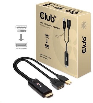 CLUB3D HDMI 2.0 TO DISPLAYPORT 1.2 4K60HZ HDR M/F АКТИВНЫЙ АДАПТЕР Черный