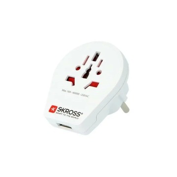 SKROSS Europe USB-адаптер для путешествий для иностранцев в Чехии, USB-A, 12 Вт, тип E/F