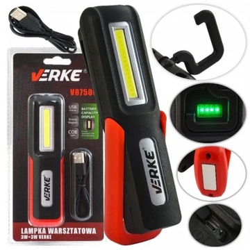 Latarka warsztatowa USB LED Verke 3W+3W