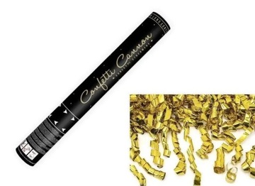 Tuba z Konfetti Serpentyny Złote 40cm Urodziny Panieński Glamour