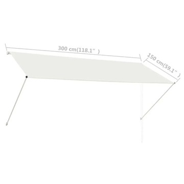 vidaXL Выдвижная маркиза 300 x 150 см Кремовый