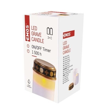 Светодиодная кладбищенская свеча, белая, 2x C, датчик сумерек, IP44, таймер / DCCV2