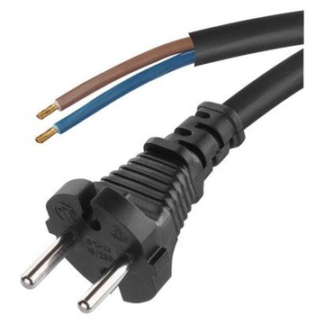 KABEL OKRĄGŁY PRZEWÓD Z WTYCZKĄ 2X1MM 5M 250V - 10A