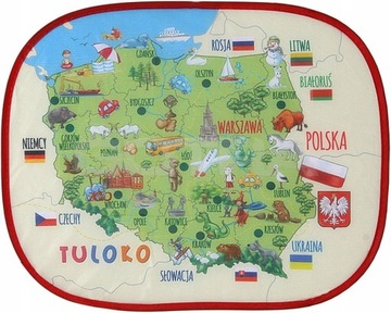 Карта Польши с солнцезащитным козырьком для автомобиля путешественника для детей
