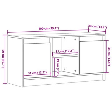 Szafka pod TV z LED, dąb sonoma, 100x34x50 cm