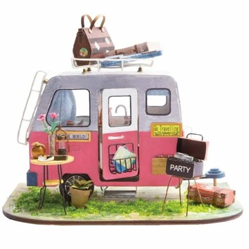 ROBOTIME SKŁADANY DREWNIANY MODEL PUZZLE 3D HAPPY CAMPER KAMPER FIGURKA DIY