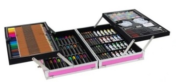 Арт-набор для рисования в чемодане, 145 предметов, розовый