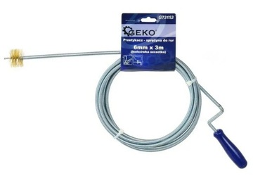 Przetykacz - sprężyna do rur 6mm x 3m (końc.szczotka) G73153