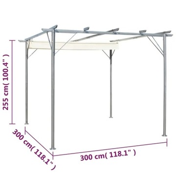Pergola ze zwijanym dachem, śmietankowa, 3x3 m, s