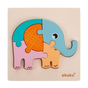 Puzzle drewniane Akuku Słoń 5 elementów