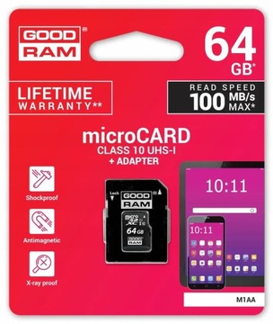 Карта памяти microSD 64 ГБ класса 10.